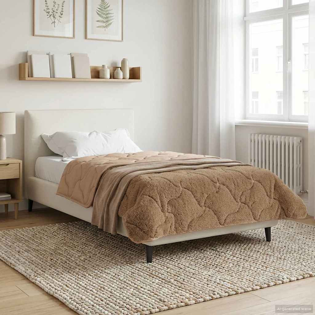 vidaXL Winterbettdecke Taupe 155 x 220 cm Mikrofaser und Teddy-Fleece