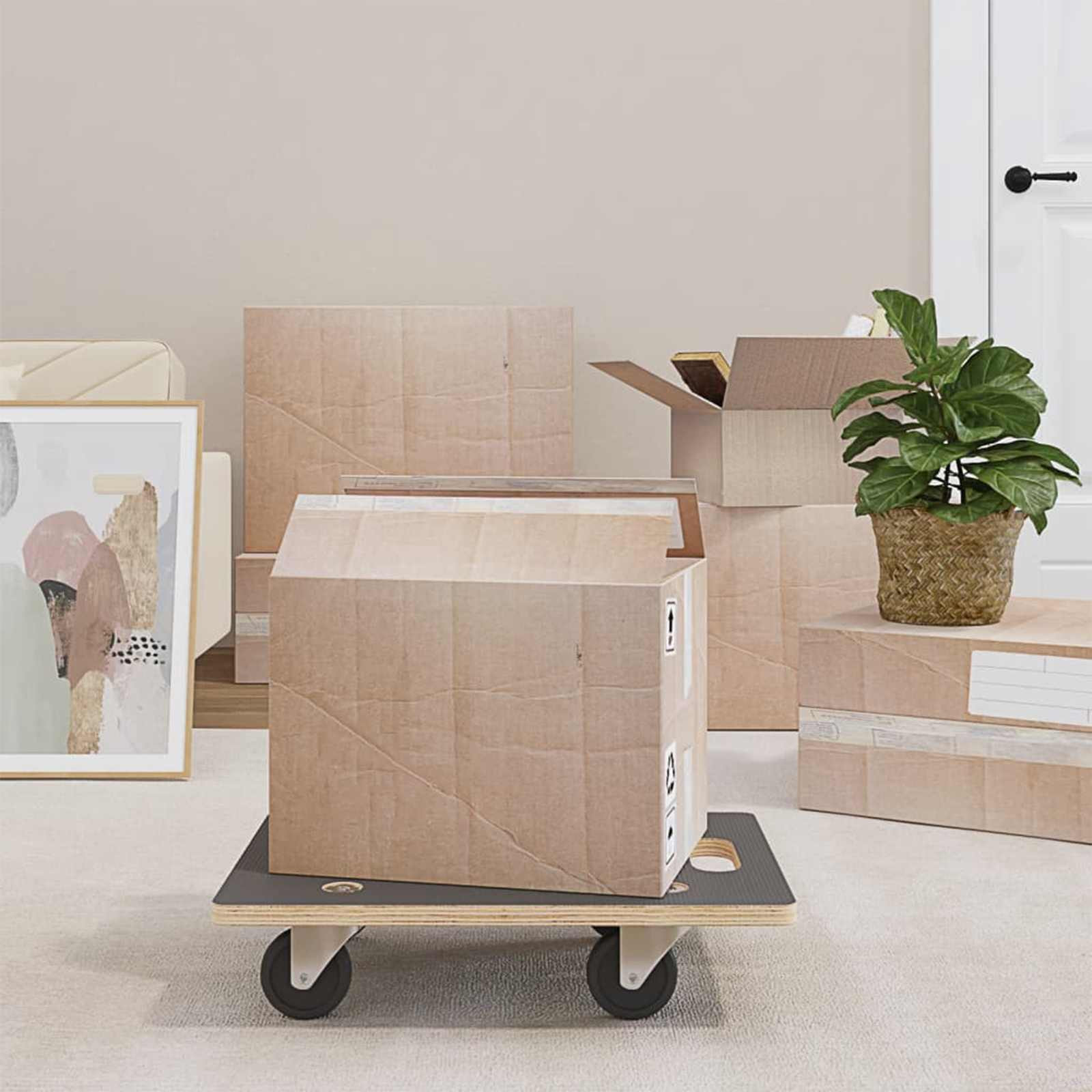 vidaXL Transportwagen 6 pcs Grau Sperrholz