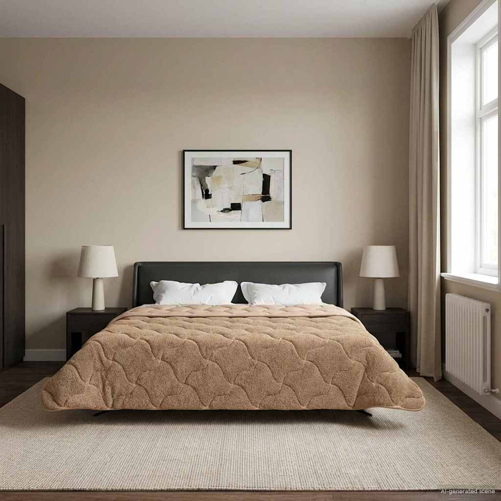 vidaXL Winterbettdecke Taupe 200 x 220 cm Mikrofaser und Teddy-Fleece