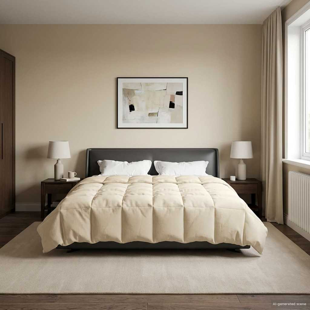 vidaXL Winterbettdecke Gepolstert Creme 200 x 200 cm Mikrofaser