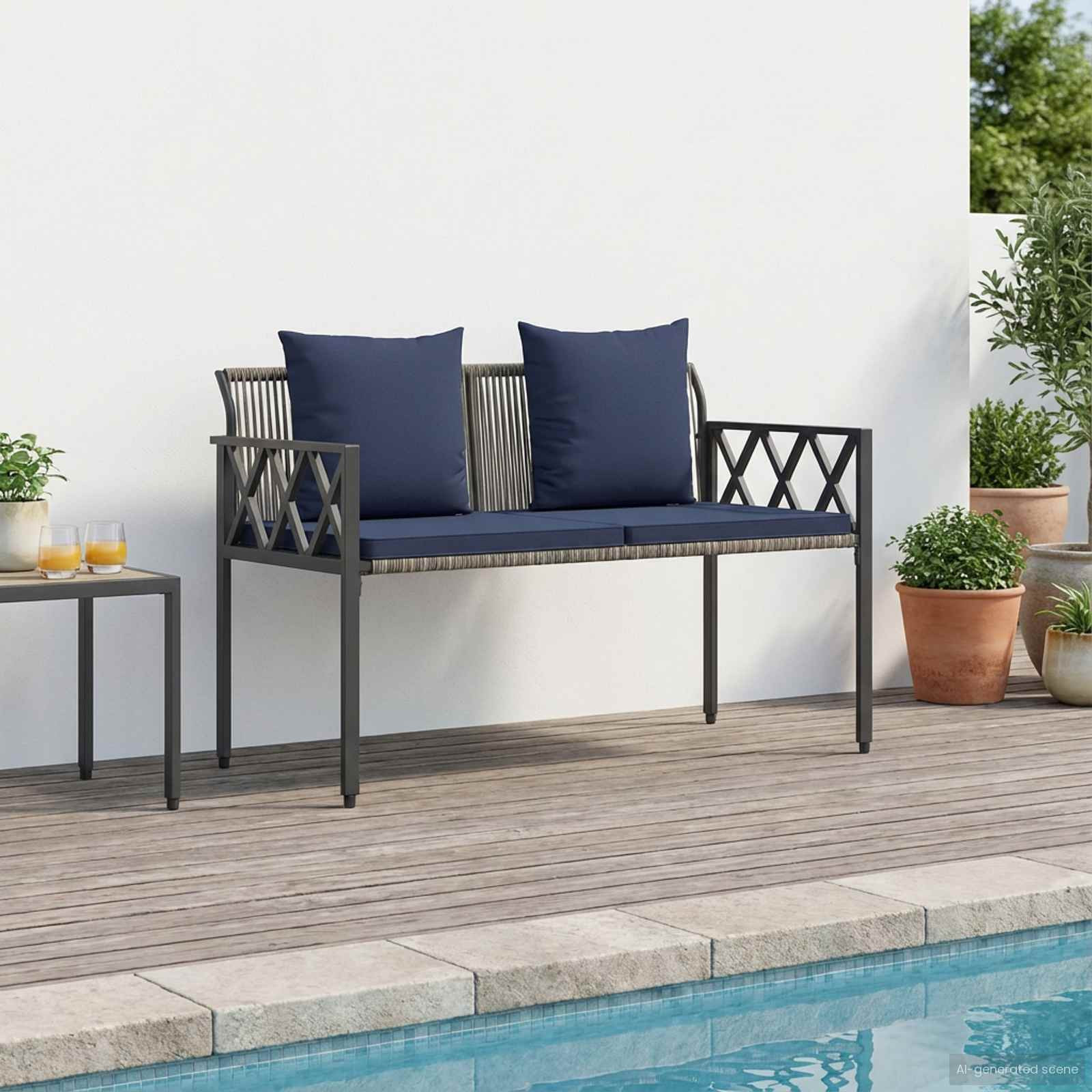 vidaXL Bänke für Outdoor 2 -Seater 116 x 56 x 75 cm Poly-Rattan