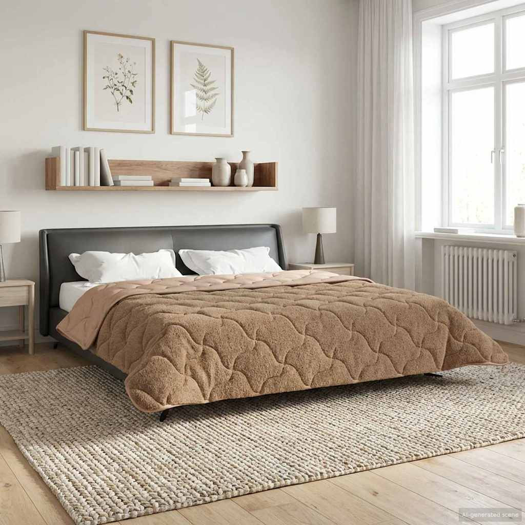 vidaXL Winterbettdecke Taupe 220 x 240 cm Mikrofaser und Teddy-Fleece