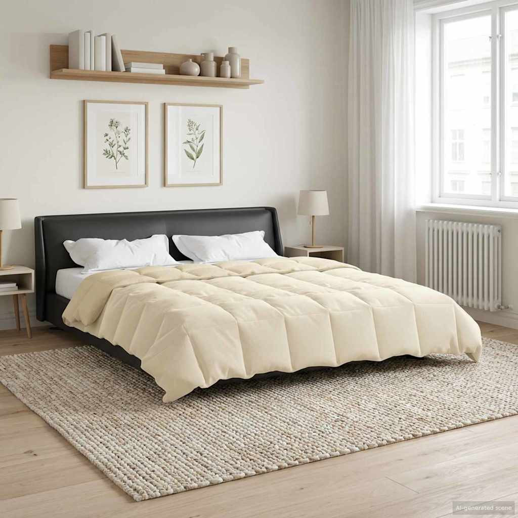 vidaXL Winterbettdecke Gepolstert Creme 200 x 240 cm Mikrofaser