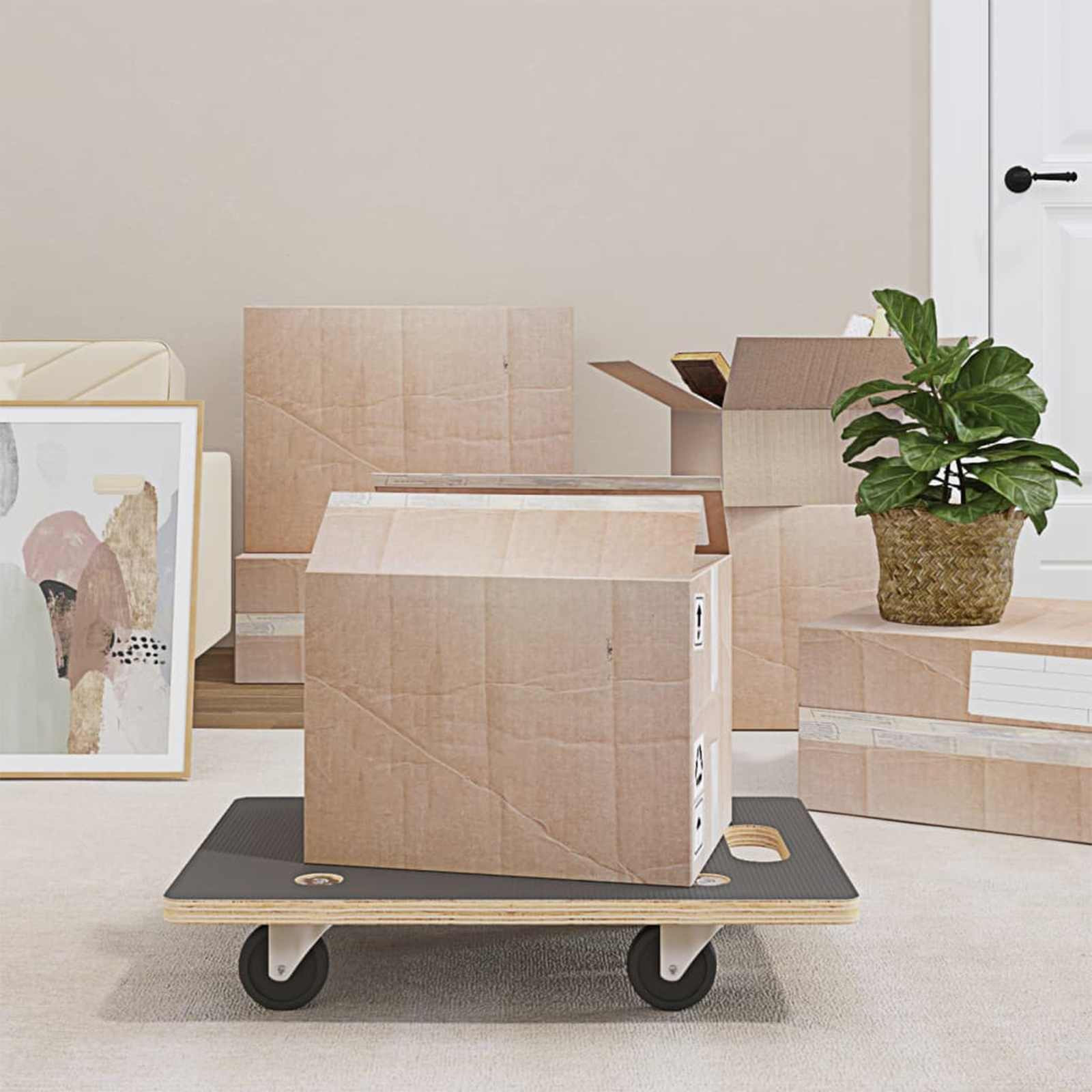 vidaXL Transportwagen 6 pcs Grau Sperrholz