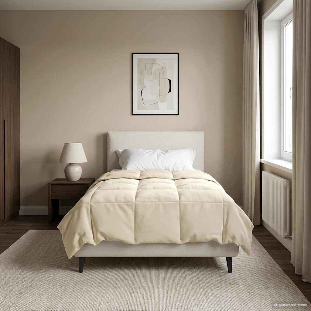 vidaXL Winterbettdecke Gepolstert Creme 135 x 220 cm Mikrofaser