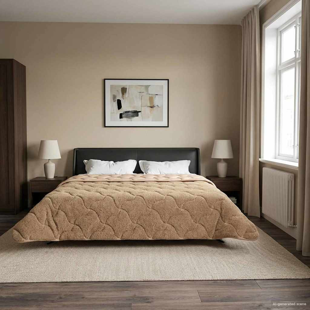 vidaXL Winterbettdecke Taupe 240 x 260 cm Mikrofaser und Teddy-Fleece