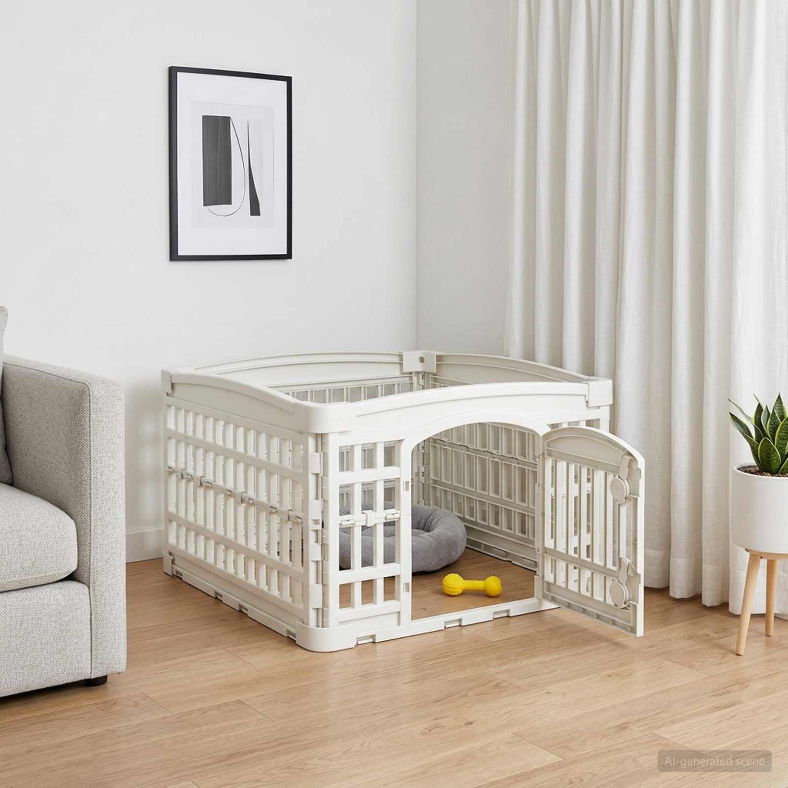 vidaXL 4-Panel Hundelaufstall 60 x 60 x 38 cm Kunststoff Weiß Klappbar
