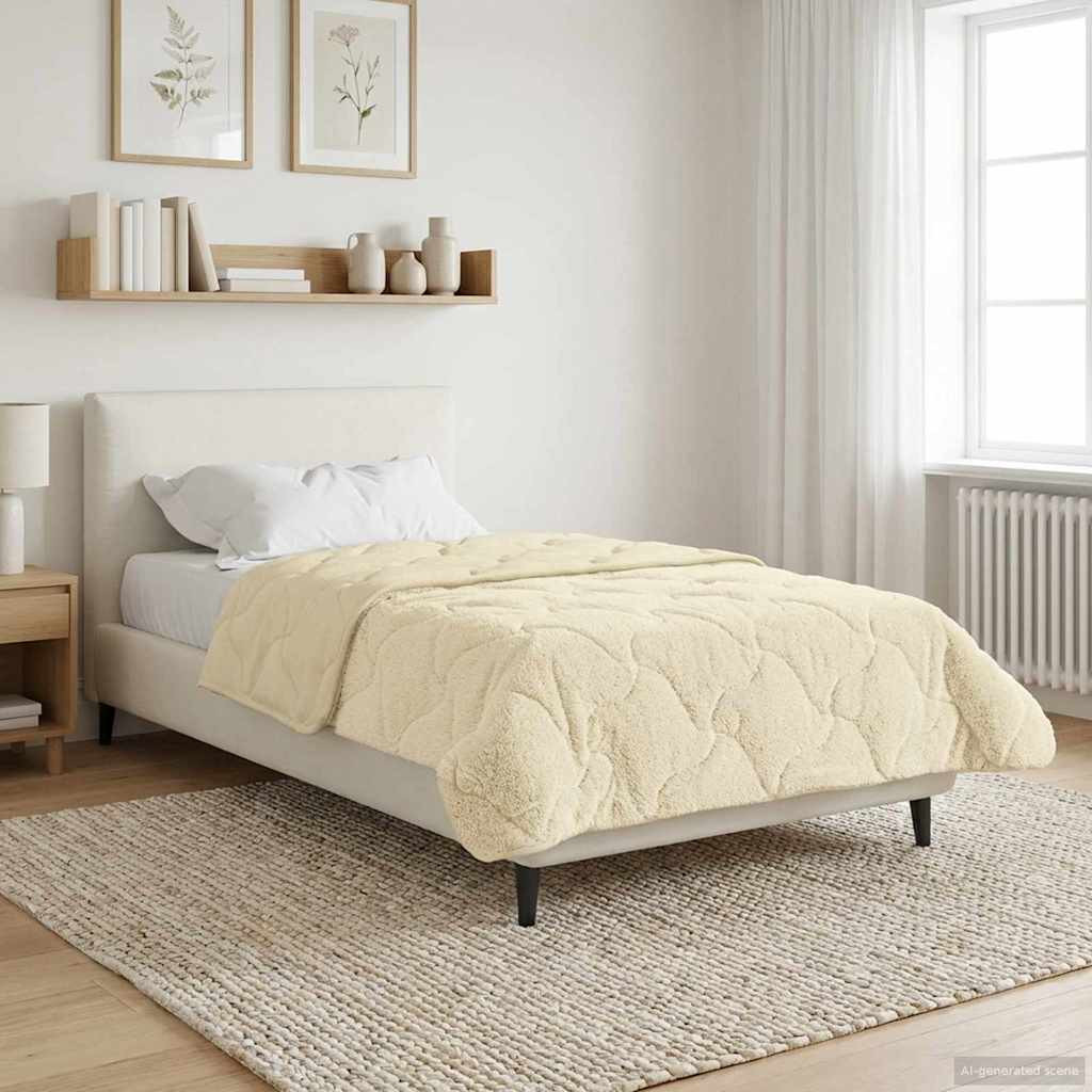 vidaXL Winterbettdecke Creme 135 x 200 cm Mikrofaser und Teddy-Fleece