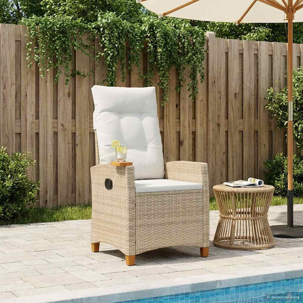vidaXL Liegestuhl mit Teeteller 62 x 64 x 112 cm Poly-Rattan