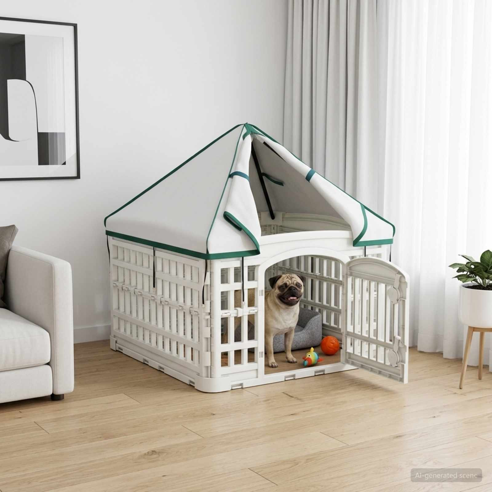 vidaXL 4-Panel-Hundespielplatz mit Dach 60 x 60 x 82 cm Kunststoff