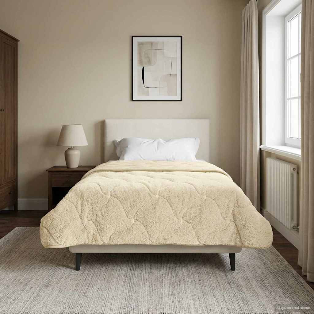 vidaXL Winterbettdecke Creme 155 x 200 cm Mikrofaser und Teddy-Fleece