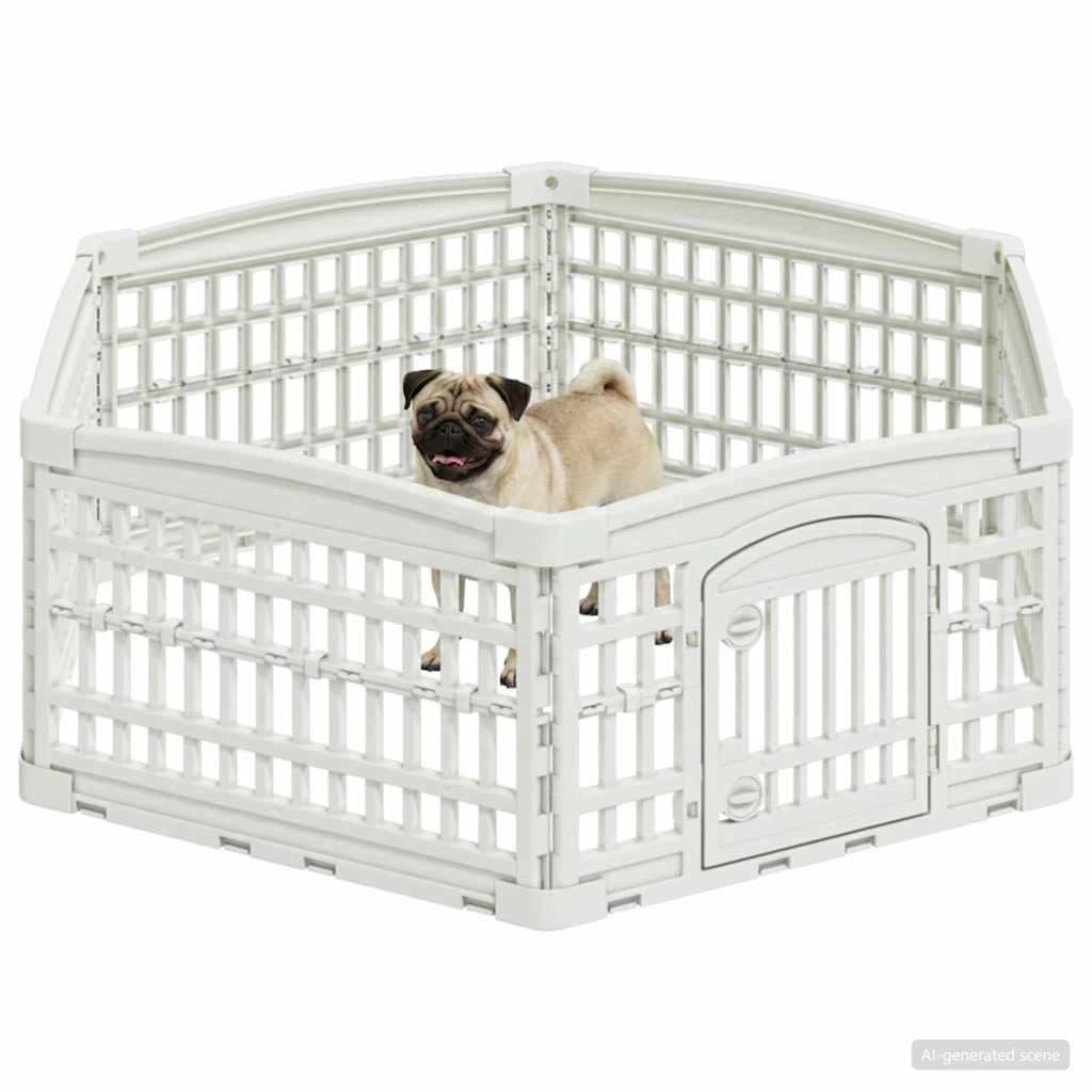vidaXL 6-Panel-Hundespielplatz 122 x 106,5 x 40 cm Kunststoff Weiß