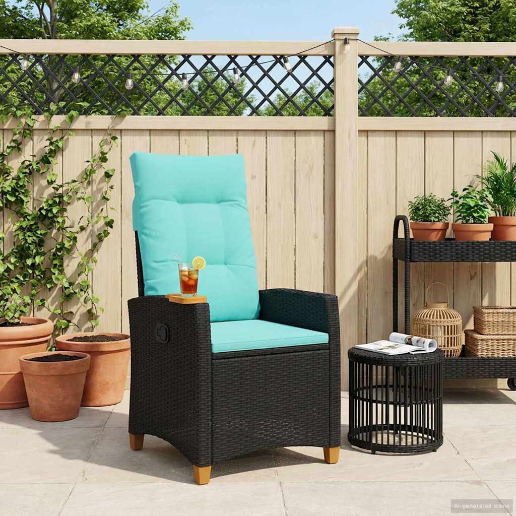 vidaXL Liegestuhl mit Teeteller 62 x 64 x 112 cm Poly-Rattan