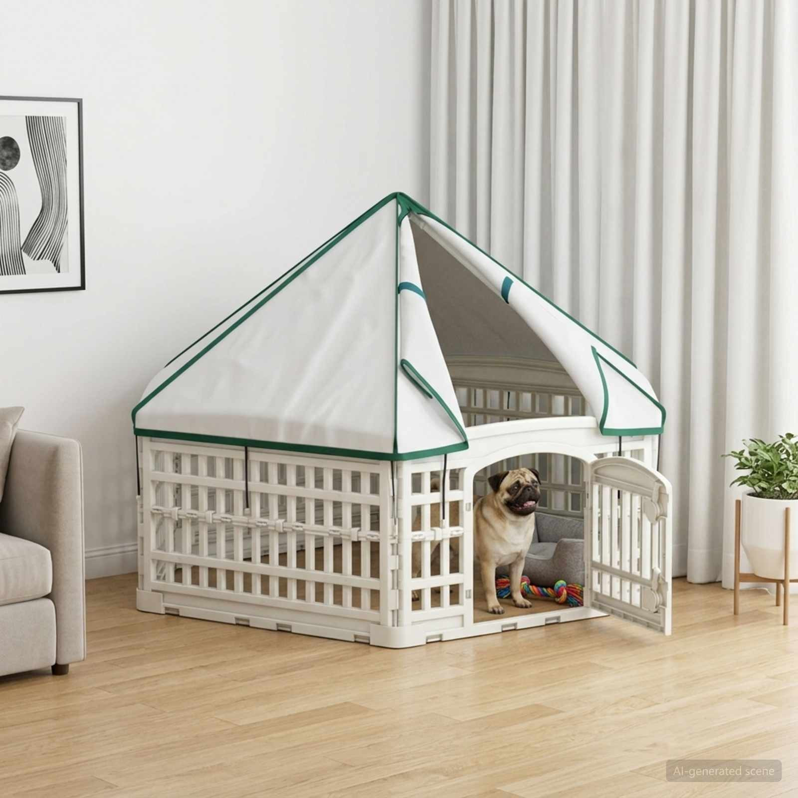 vidaXL 6-Panel-Hundespielplatz 122 x 106,5 x 82 cm Kunststoff Weiß