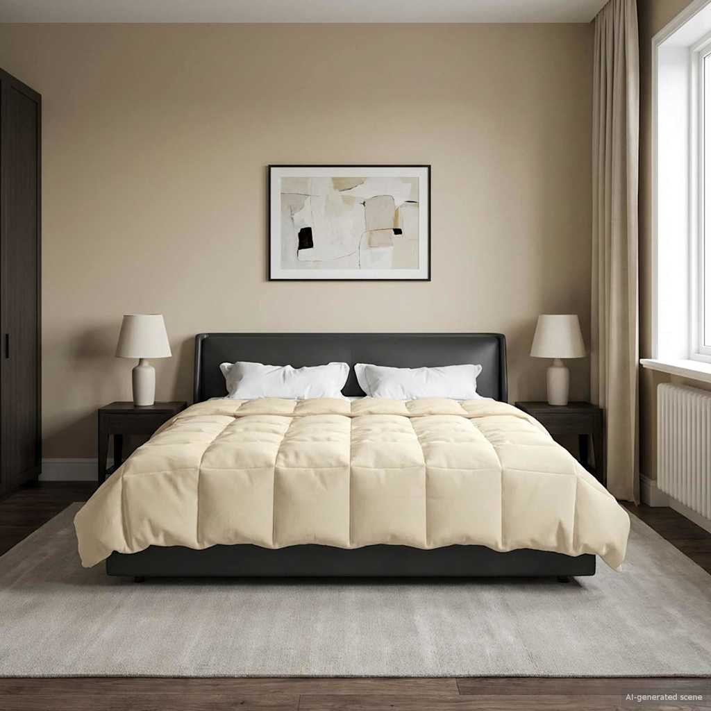 vidaXL Winterbettdecke Gepolstert Creme 220 x 260 cm Mikrofaser