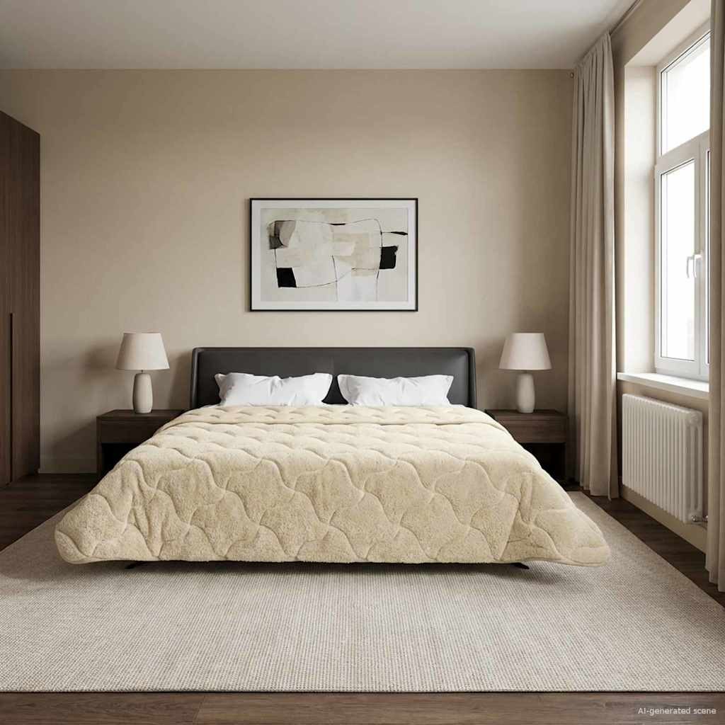 vidaXL Winterbettdecke Creme 200 x 240 cm Mikrofaser und Teddy-Fleece