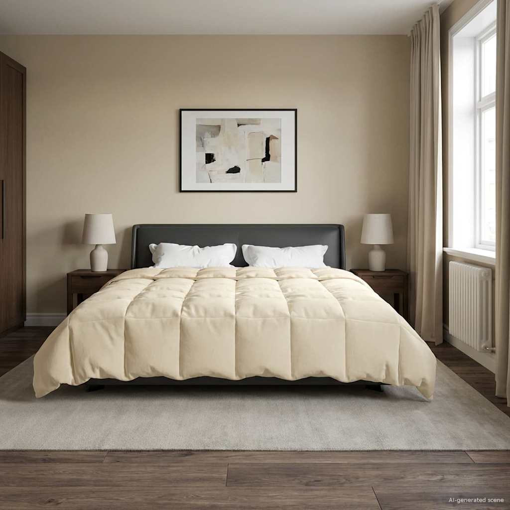 vidaXL Winterbettdecke Gepolstert Creme 240 x 260 cm Mikrofaser