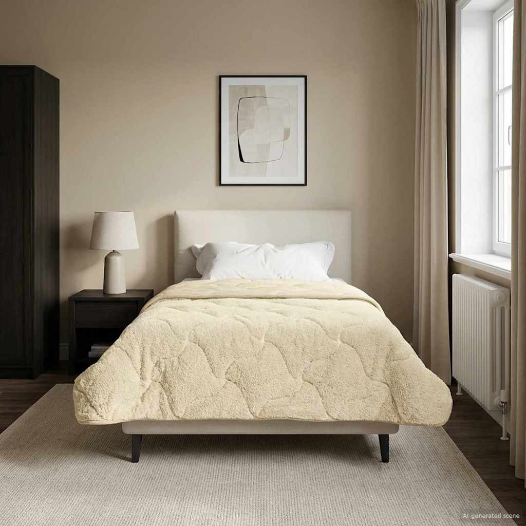 vidaXL Winterbettdecke Creme 140 x 220 cm Mikrofaser und Teddy-Fleece