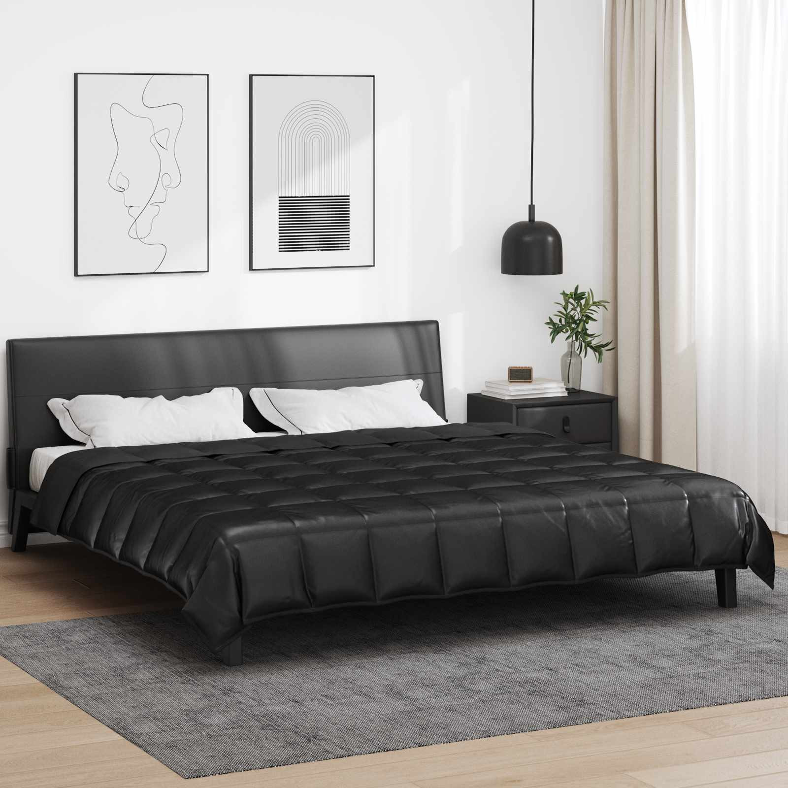 vidaXL Ganzjahresbettdecke 200 x 200 cm 300 g/m² Schwarz
