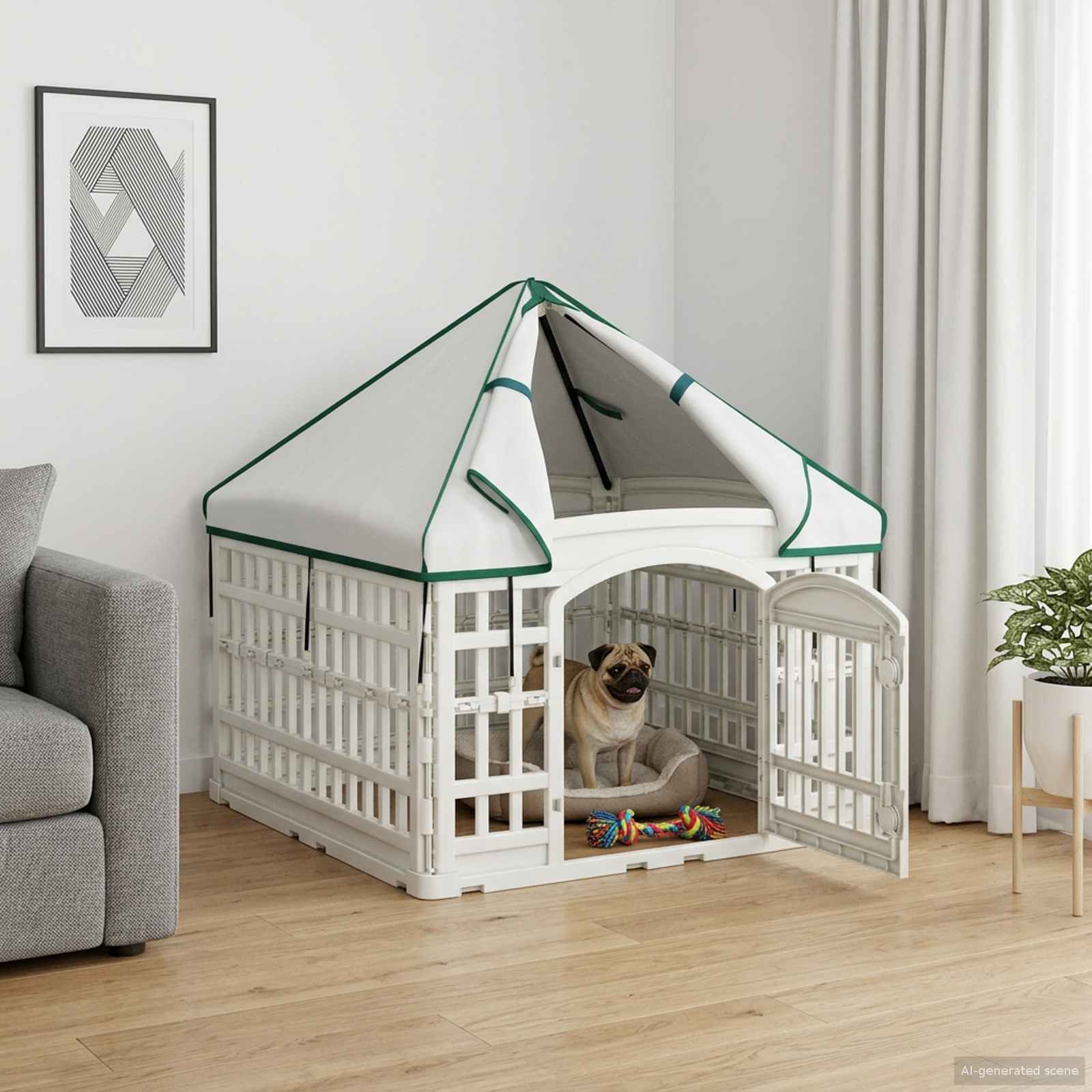 vidaXL 4-Panel-Hundespielplatz mit Dach 88 x 88 x 112 cm Kunststoff