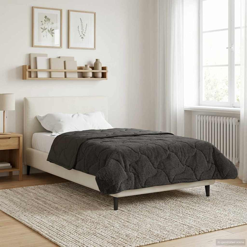 vidaXL Sommerdecke Anthrazit 155 x 200 cm Mikrofaser und Teddy-Fleece