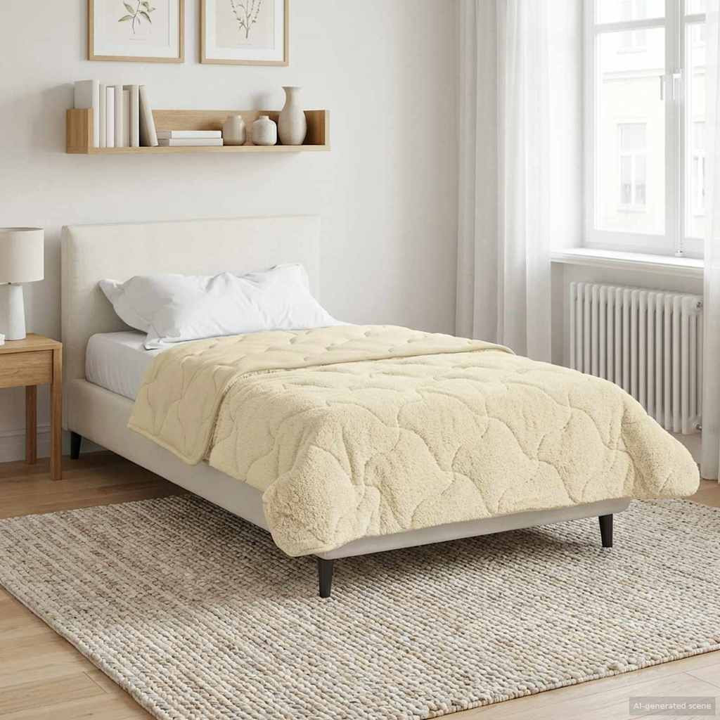 vidaXL Winterbettdecke Creme 155 x 220 cm Mikrofaser und Teddy-Fleece