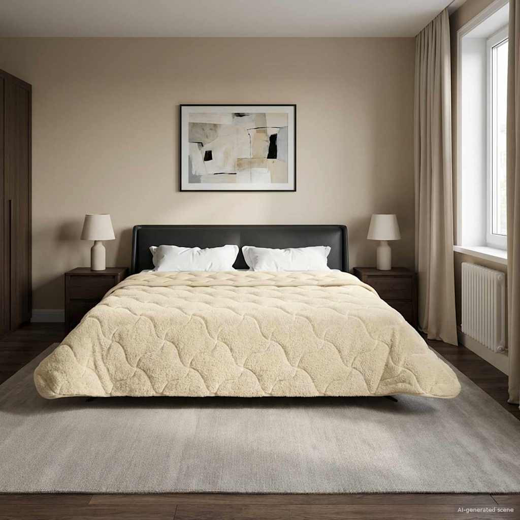 vidaXL Winterbettdecke Creme 200 x 220 cm Mikrofaser und Teddy-Fleece