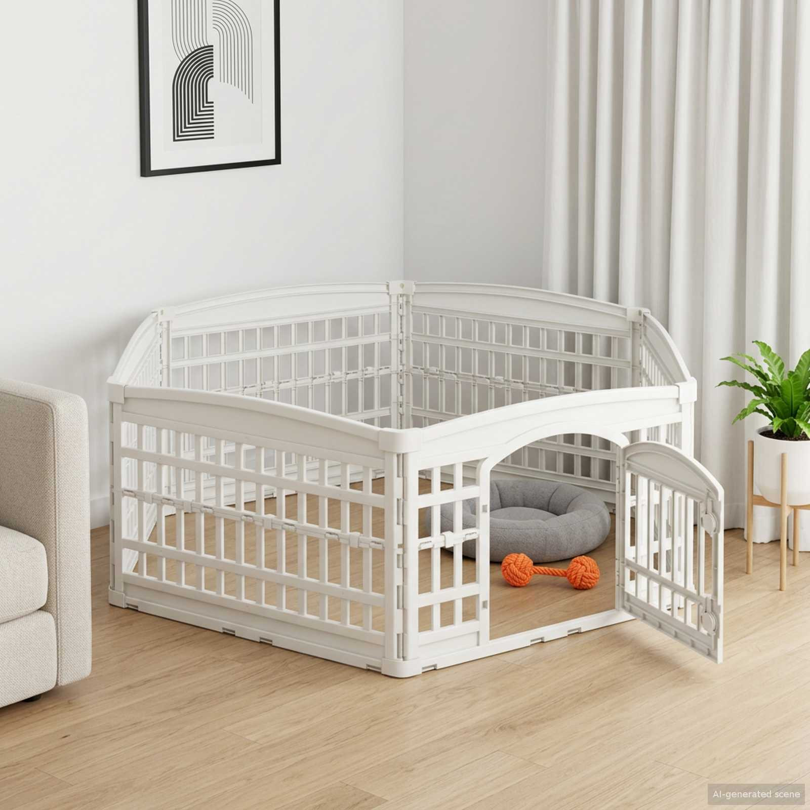 vidaXL 6-Panel-Hundespielplatz 177,5 x 154,5 x 58 cm Kunststoff Weiß