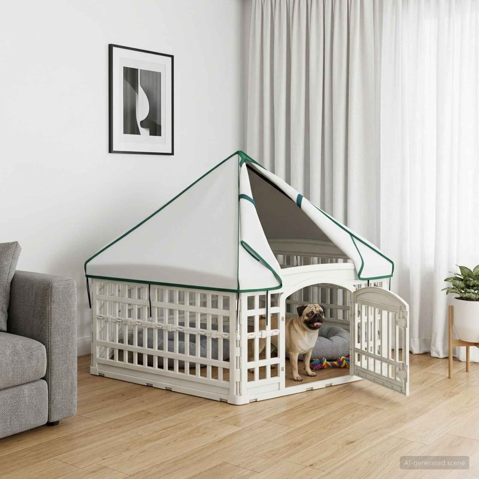 vidaXL 6-Panel-Hundespielplatz 177,5 x 154,5 x 112 cm Kunststoff Weiß