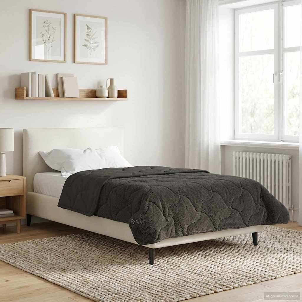 vidaXL Sommerdecke Anthrazit 135 x 200 cm Mikrofaser und Teddy-Fleece