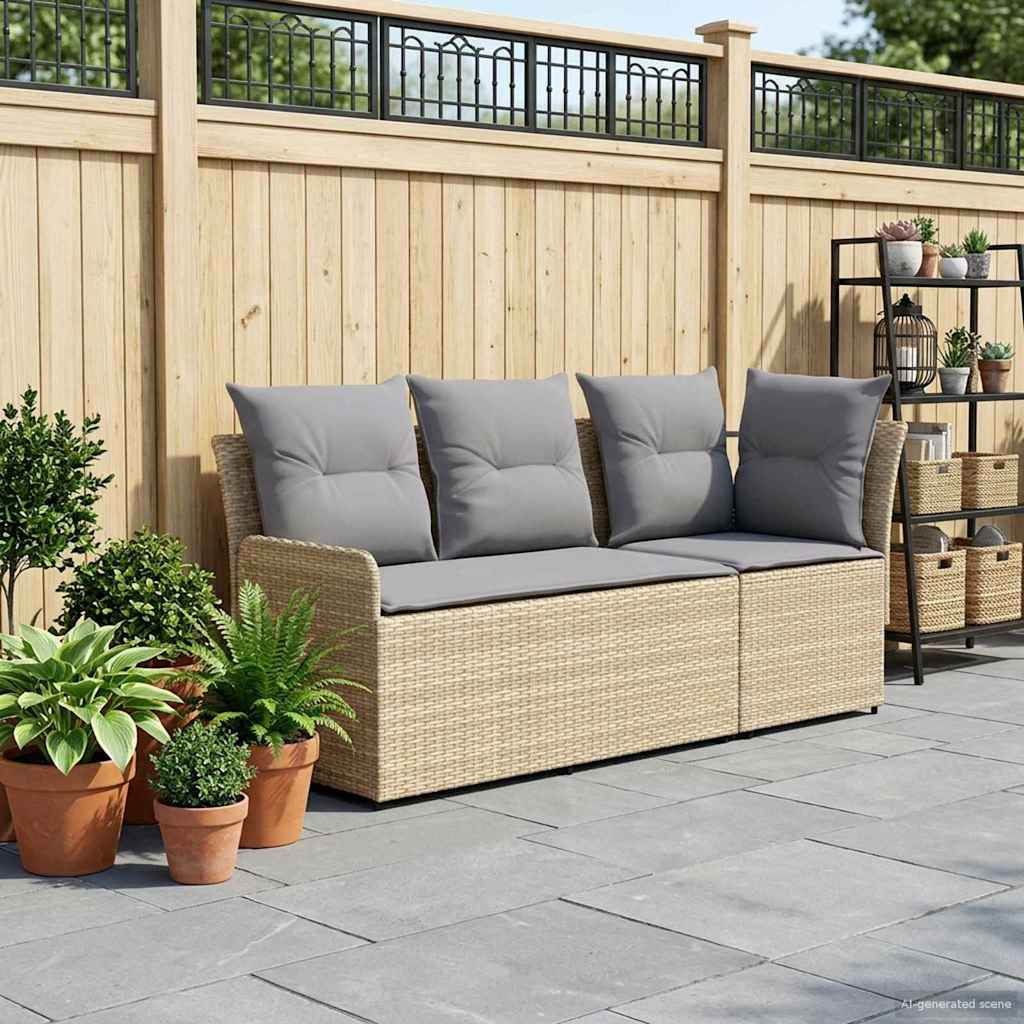 vidaXL Gartenarmsessel mit Ecksofa 2 Stück Beige und Hellgrau