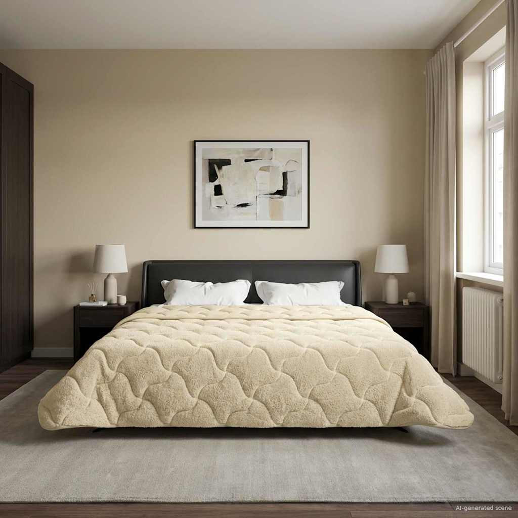 vidaXL Winterbettdecke Creme 240 x 260 cm Mikrofaser und Teddy-Fleece