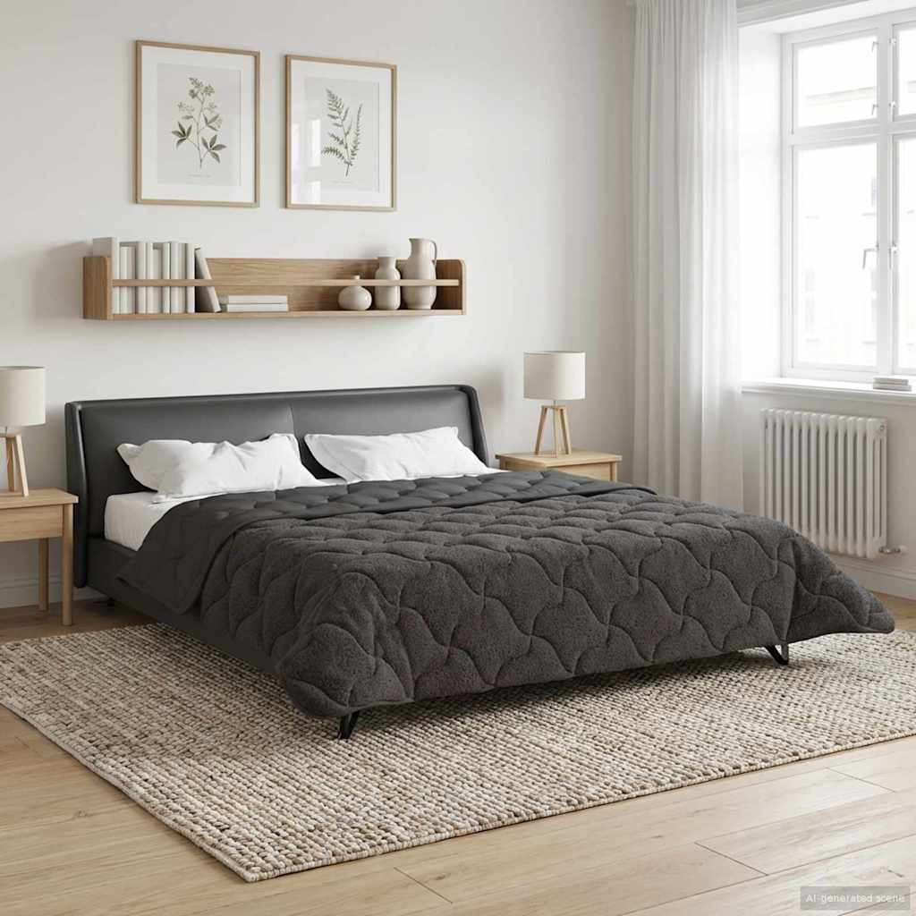 vidaXL Sommerdecke Anthrazit 240 x 260 cm Mikrofaser und Teddy-Fleece