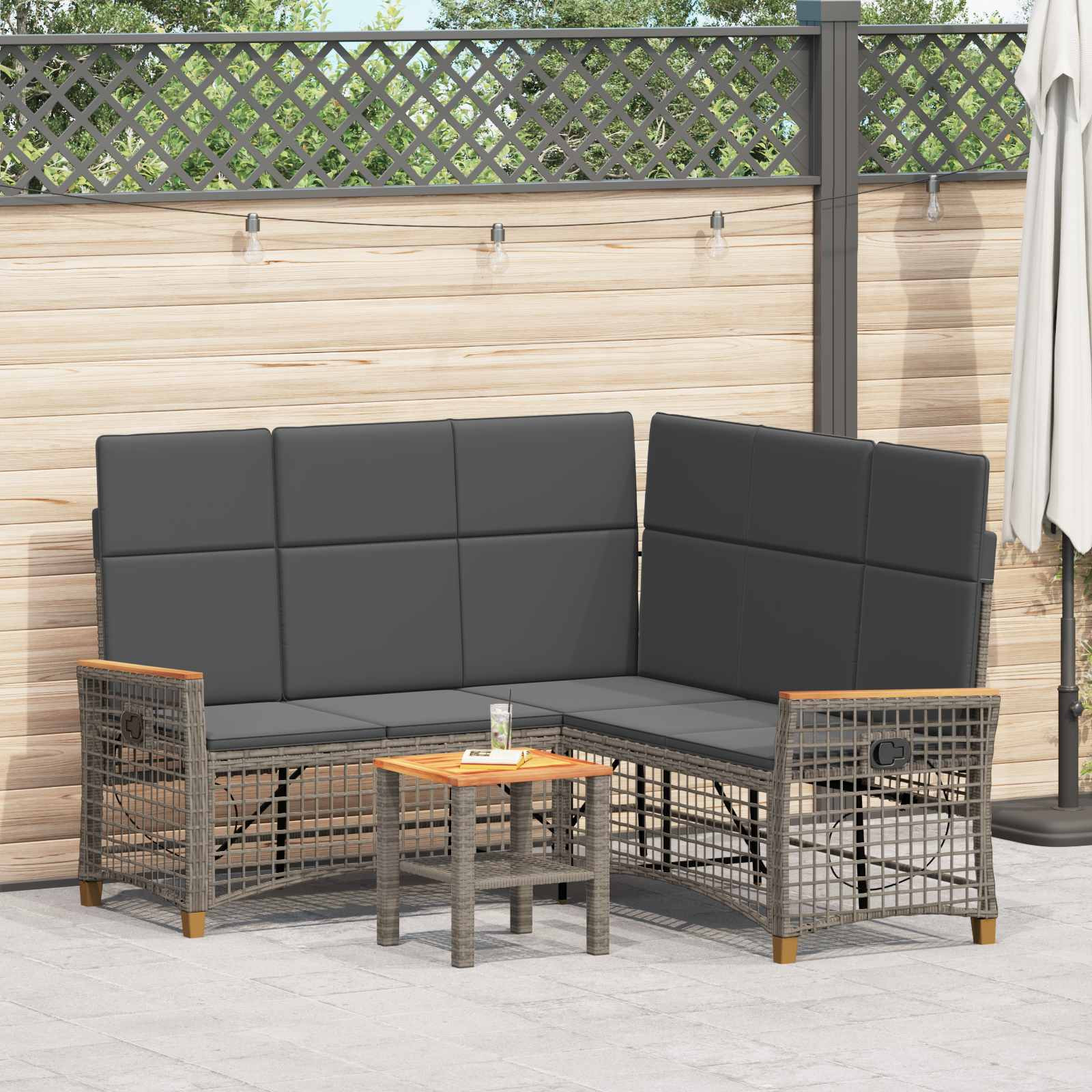 vidaXL Garten Liegesofa Set Grau und Dunkelgrau 164 x 164 x 112 cm