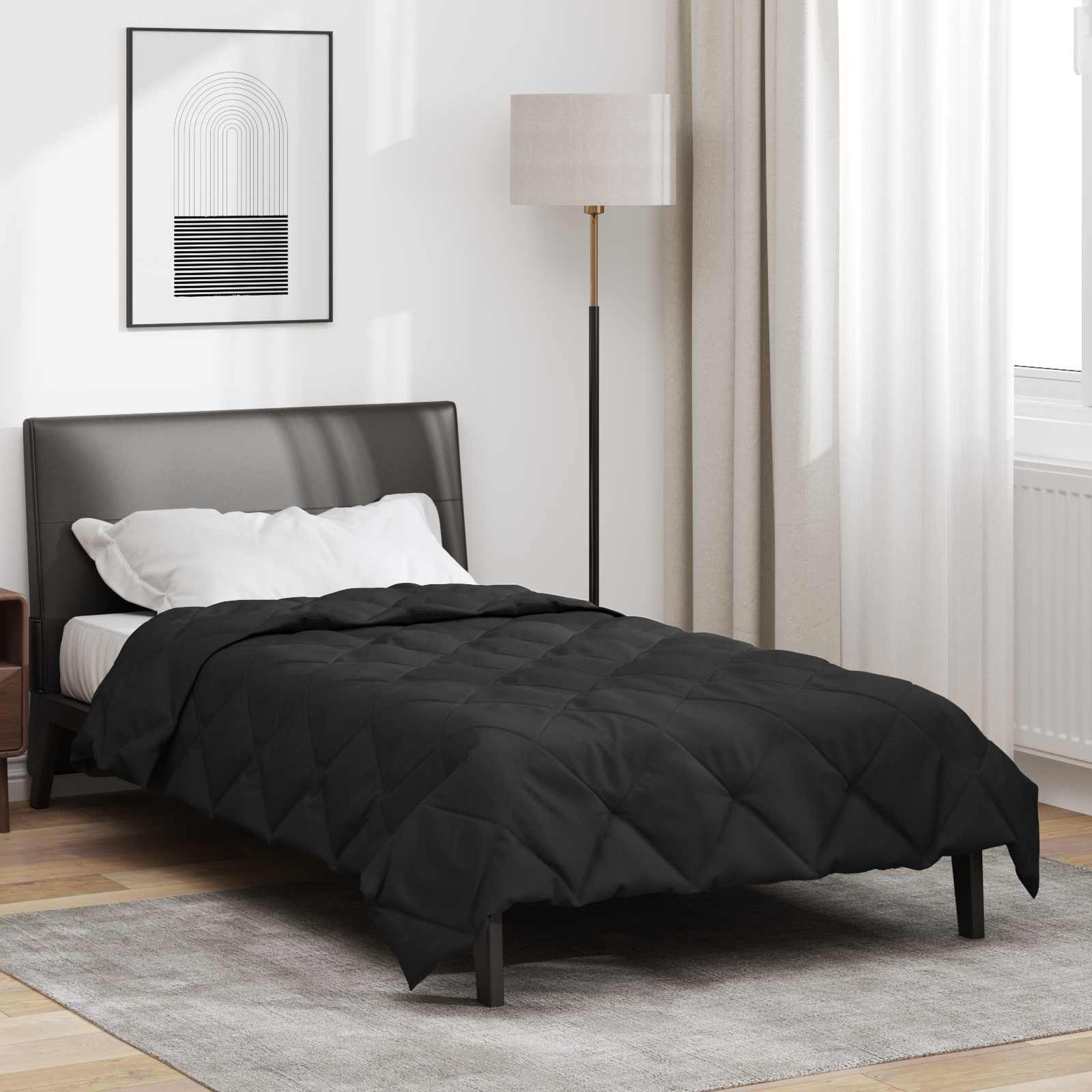 vidaXL Ganzjahresbettdecke Schwarz 155 x 220 cm Mikrofaser