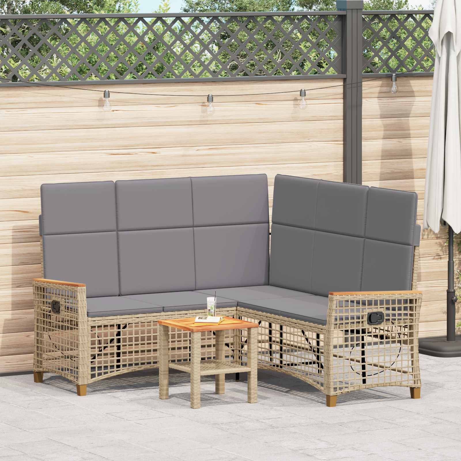 vidaXL Garten Liegesofa Set Beige und Hellgrau 164 x 164 x 112 cm