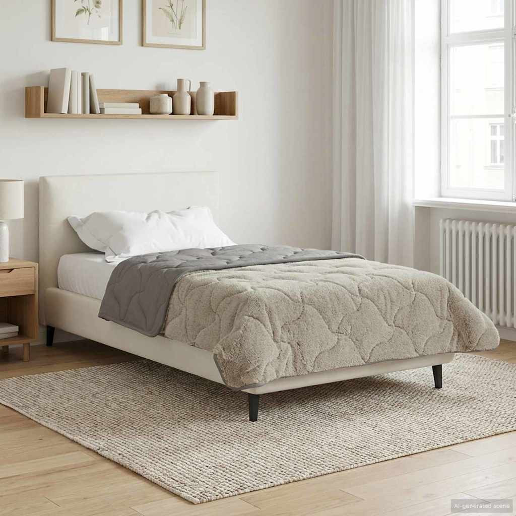 vidaXL Sommerdecke Hellgrau 140 x 220 cm Mikrofaser und Teddy-Fleece