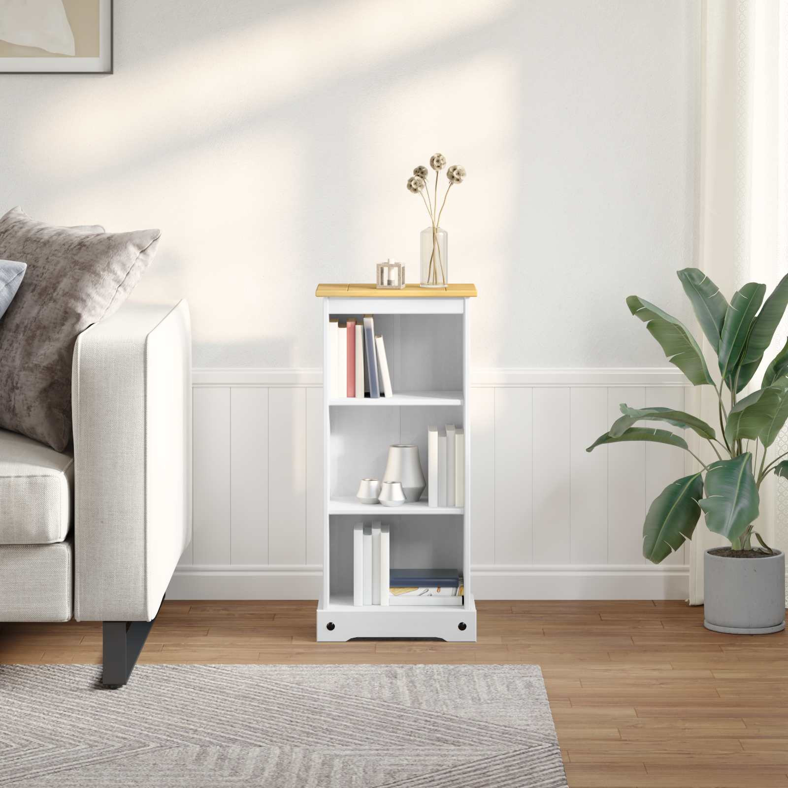 vidaXL Bücherregal Weiß 46 x 29 x 100 cm Massives Kiefernholz