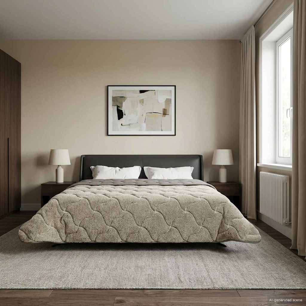 vidaXL Sommerdecke Hellgrau 220 x 240 cm Mikrofaser und Teddy-Fleece