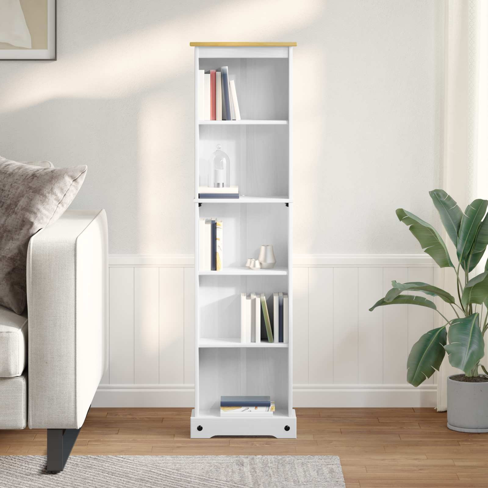 vidaXL Bücherregal Weiß 46 x 20 x 170 cm Massives Kiefernholz