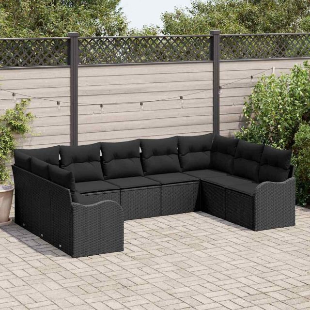 vidaXL Gartensofa-set Schwarz Poly-Rattan
