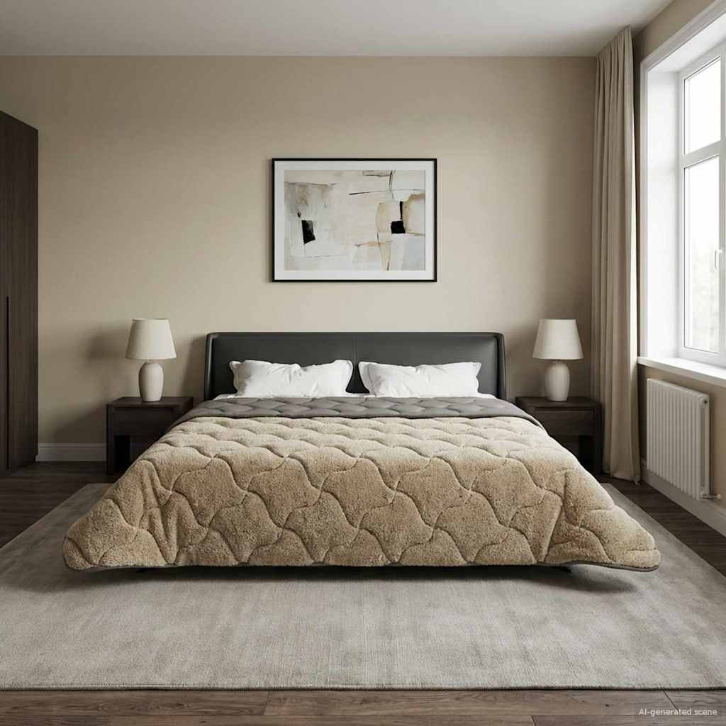 vidaXL Sommerdecke Hellgrau 240 x 260 cm Mikrofaser und Teddy-Fleece