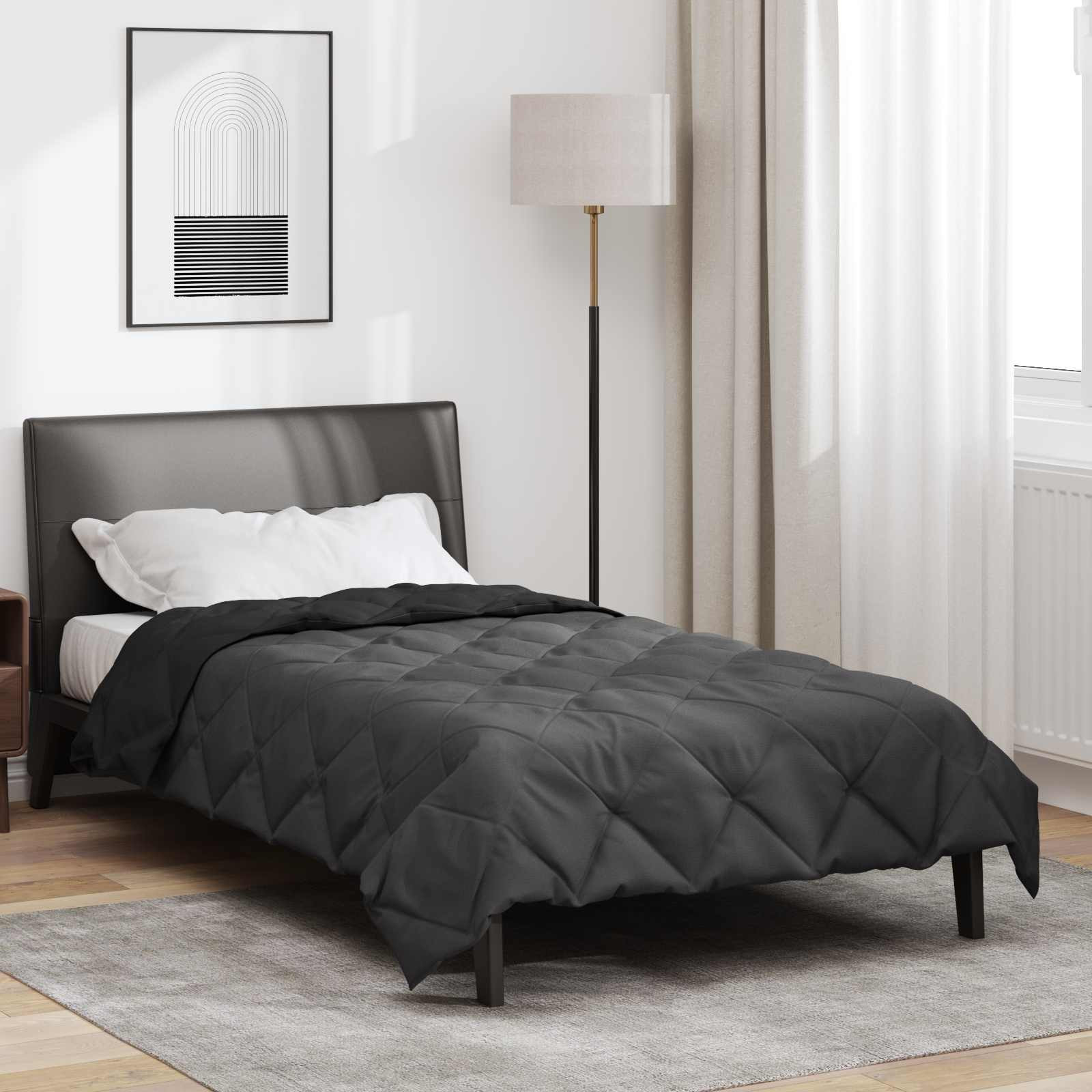 vidaXL Ganzjahresbettdecke Schwarz und Anthrazit 135 x 200 cm
