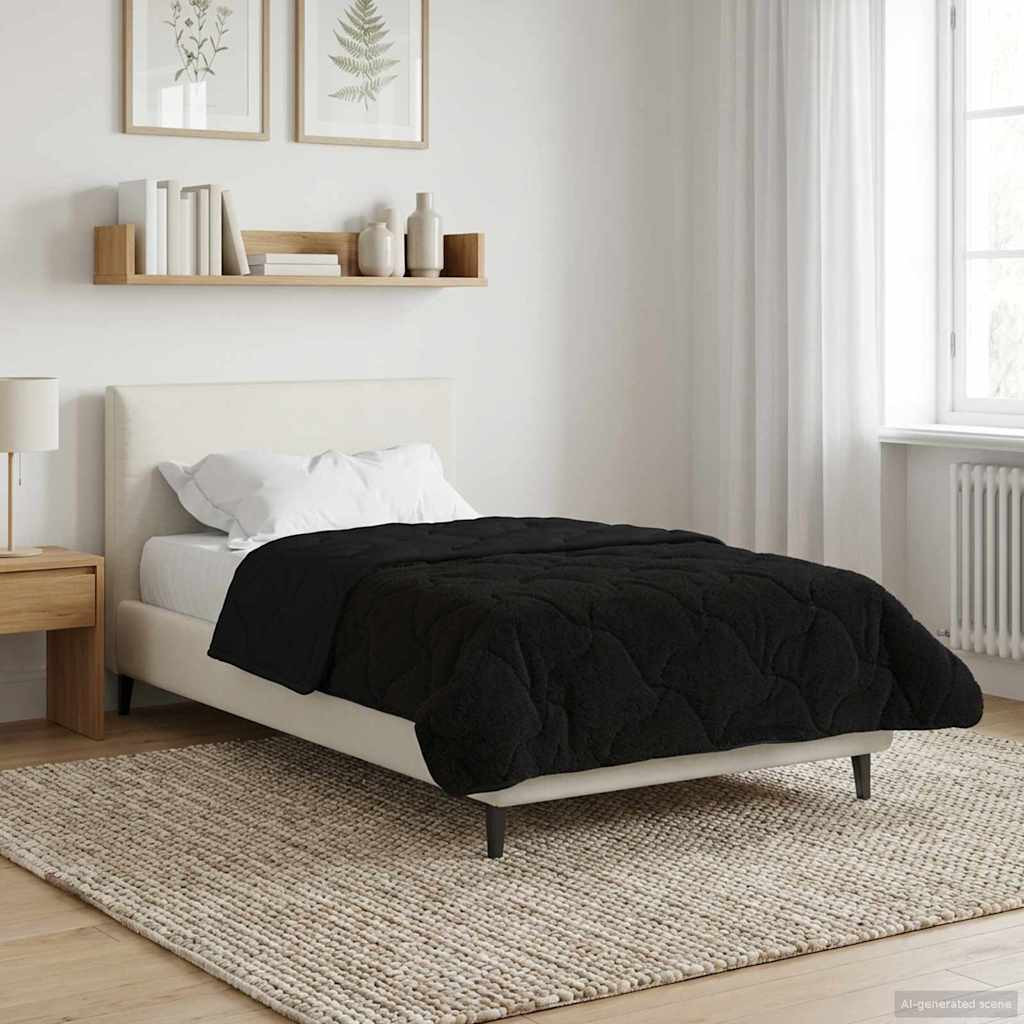 vidaXL Sommerdecke Schwarz 135 x 200 cm Mikrofaser und Teddy-Fleece