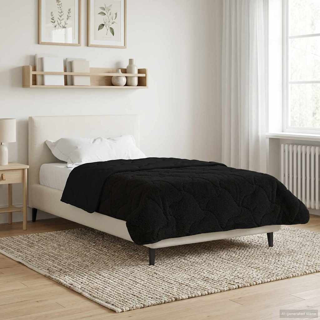 vidaXL Sommerdecke Schwarz 155 x 200 cm Mikrofaser und Teddy-Fleece
