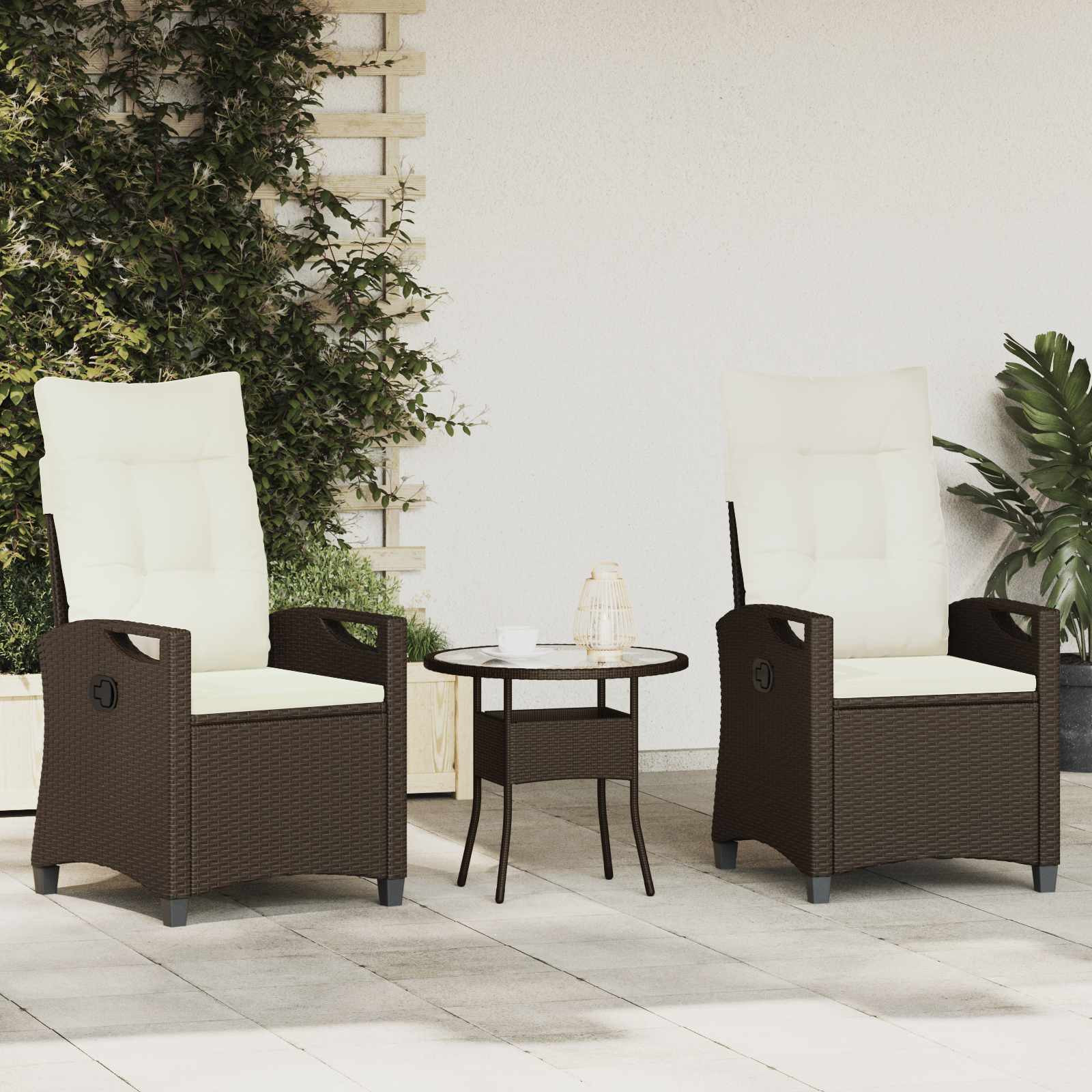 vidaXL Gartenstuhl 2 pcs Braun und Creme 56 x 60 x 112 cm