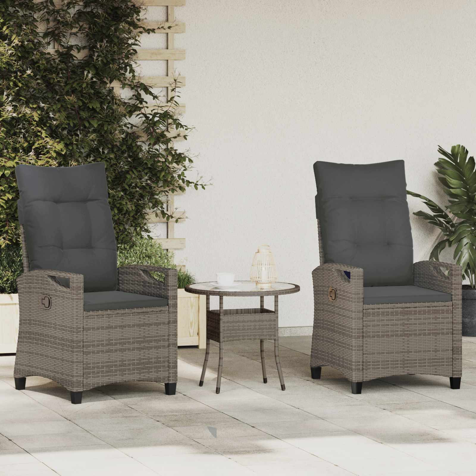 vidaXL Gartenstuhl 2 pcs Grau und Dunkelgrau 56 x 60 x 112 cm
