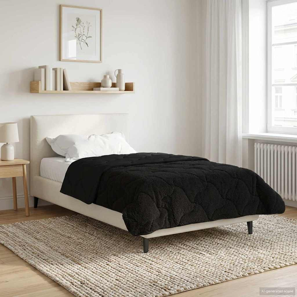 vidaXL Sommerdecke Schwarz 135 x 200 cm Mikrofaser und Teddy-Fleece