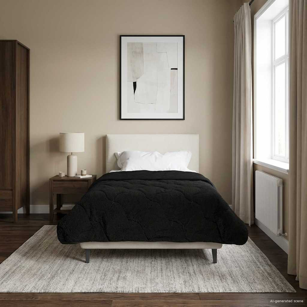 vidaXL Sommerdecke Schwarz 140 x 220 cm Mikrofaser und Teddy-Fleece