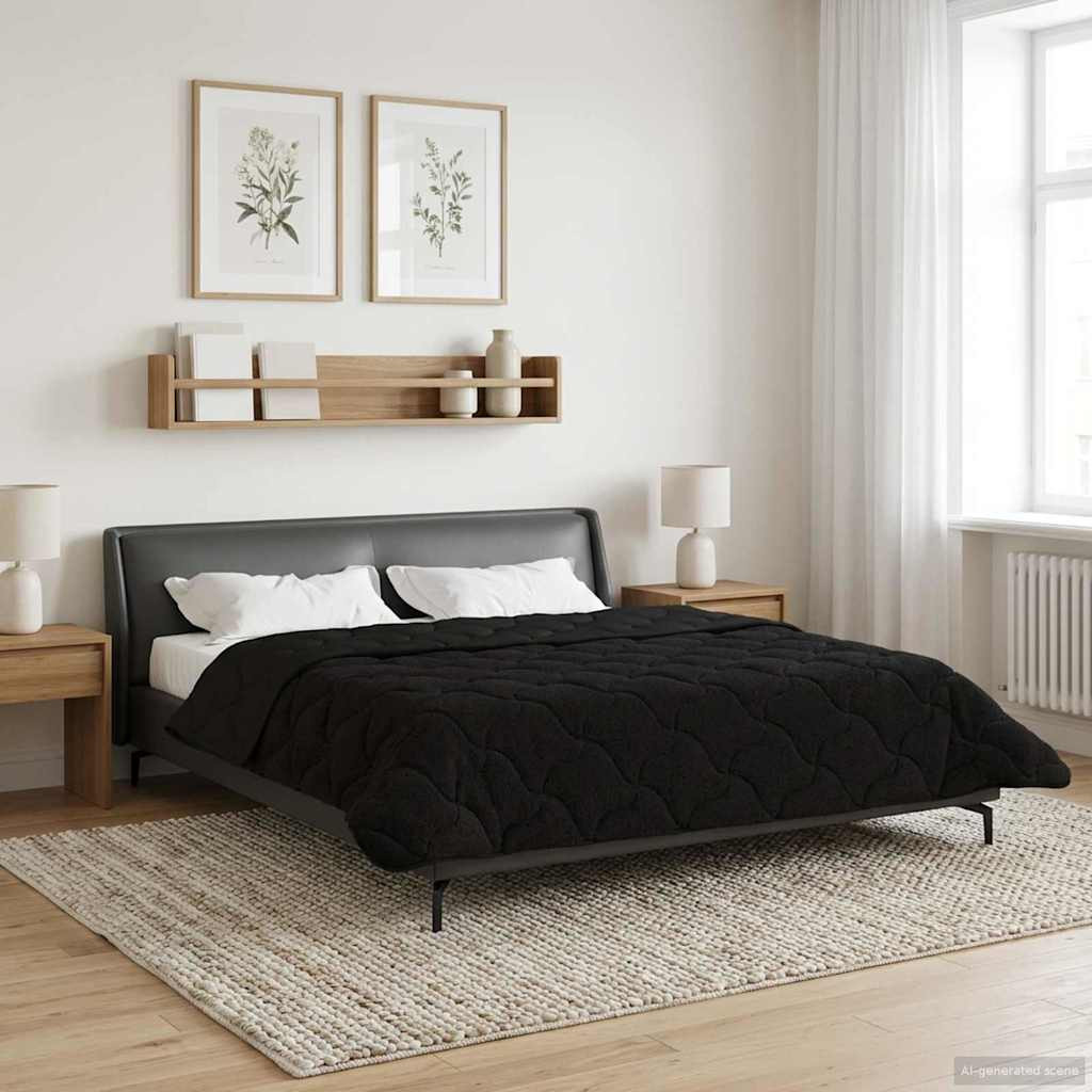 vidaXL Sommerdecke Schwarz 200 x 220 cm Mikrofaser und Teddy-Fleece